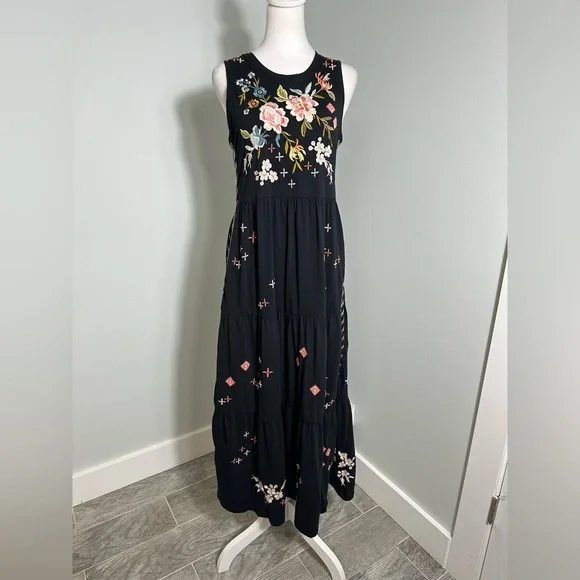 JOHNNY WAS Ceretti Floral Cotton Floral Embroidered Tank Dress Boho - Size S/M? - Picture 4 of 17